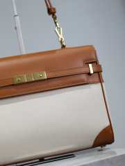 Uubags | YSL Manhattan in Box Brown/Natural Canvas Leather Bag 32x23x10.5cm - 4