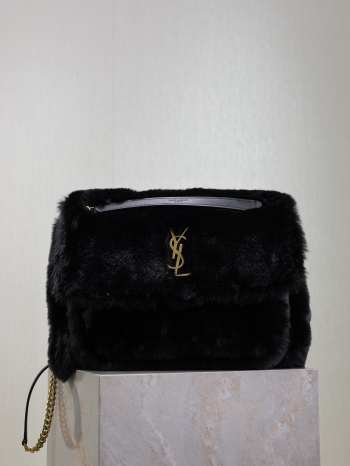 Uubags | YSL oversized Niki in black feathers and satin bag 32x23x9cm