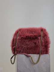 Uubags | YSL oversized Niki in red feathers and satin bag 32x23x9cm - 3