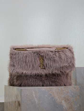 Uubags | YSL oversized Niki in light purple feathers and satin bag 47x34x16cm