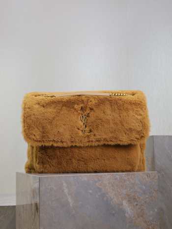 Uubags | YSL oversized Niki in brown feathers and satin bag 47x34x16cm