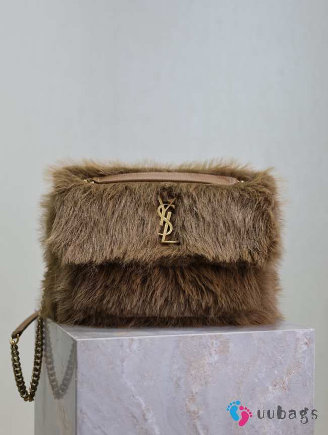 Uubags | YSL oversized Niki in dark brown feathers and satin bag 47x34x16cm - 1