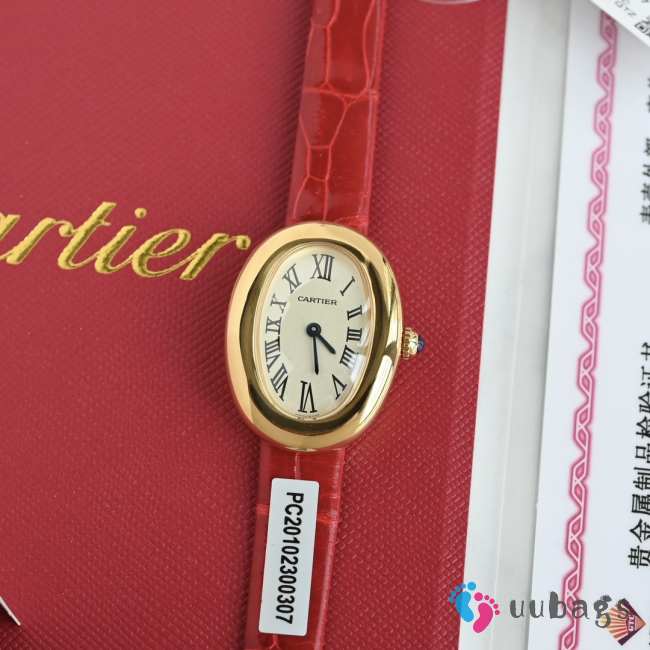 Uubags | Cartier Baignoire W8000007 18K Rose Gold Ladies Watch 01 - 1