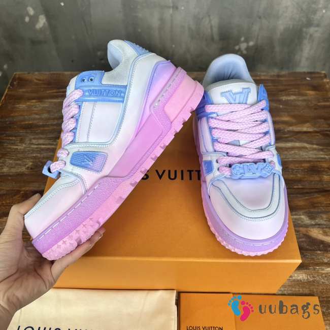 Uubags | Louis Vuitton 1ACRLT LV Trainer Sports Shoes Purple/Blue/Pink - 1