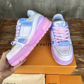 Uubags | Louis Vuitton 1ACRLT LV Trainer Sports Shoes Purple/Blue/Pink