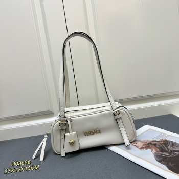 Uubags | Versace Tag Bowling Shoulder Bag In White 27x10x12cm