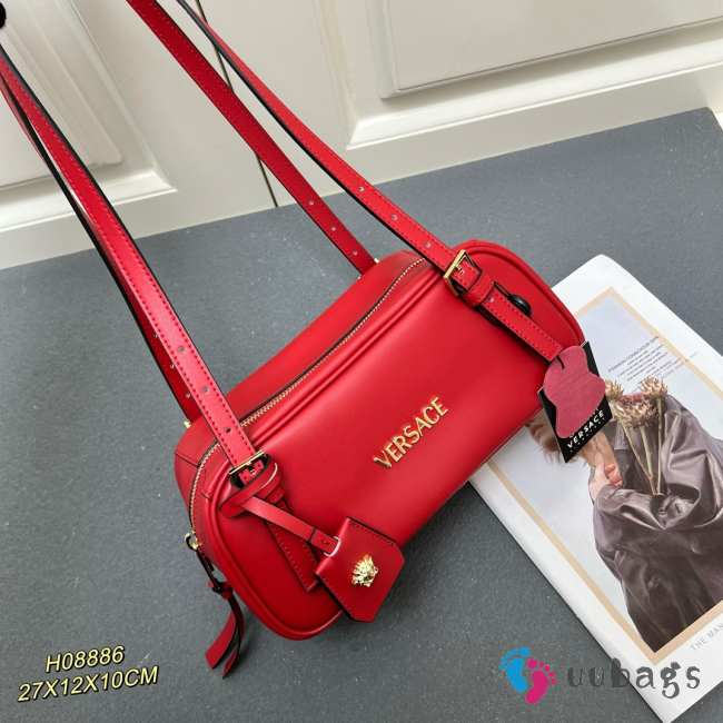 Uubags | Versace Tag Bowling Shoulder Bag In Red 27x10x12cm - 1