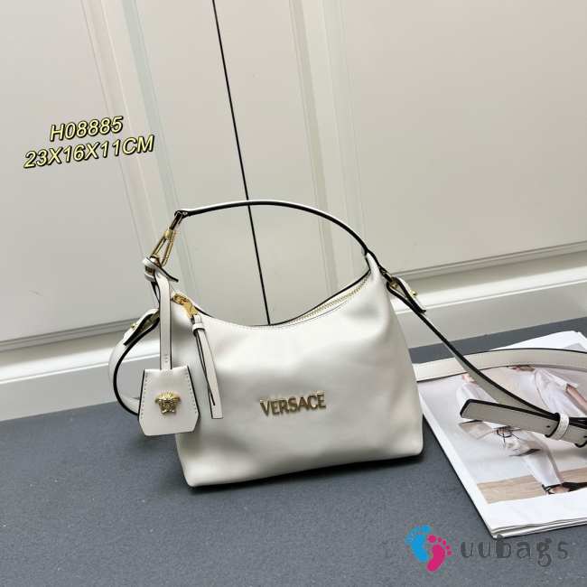 Uubags | Versace Tag Hobo Handbag In White 23x16x11cm - 1