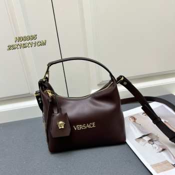 Uubags | Versace Tag Hobo Handbag In Dark Brown 23x16x11cm