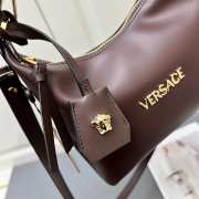 Uubags | Versace Tag Hobo Handbag In Dark Brown 23x16x11cm - 4