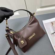 Uubags | Versace Tag Hobo Handbag In Dark Brown 23x16x11cm - 3