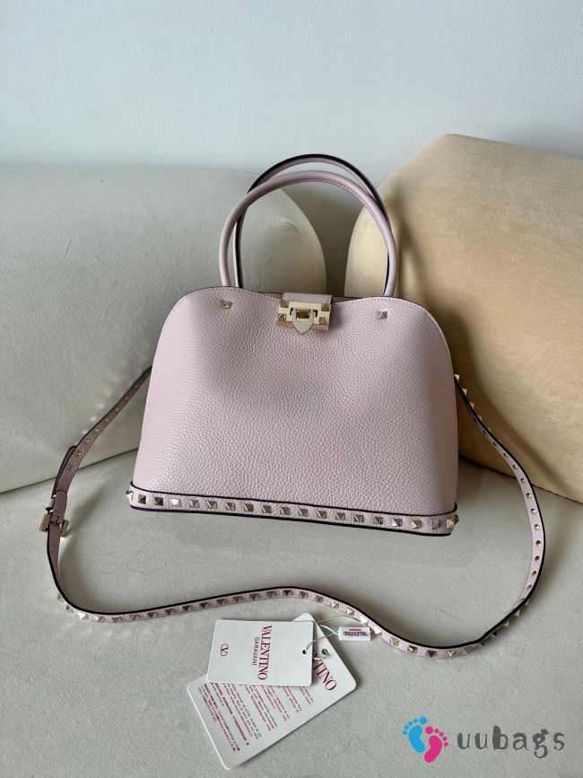 Uubags | Valentino Garavani Rockstud Handbag In Pink Grainy Calfskin 28x21x14cm - 1