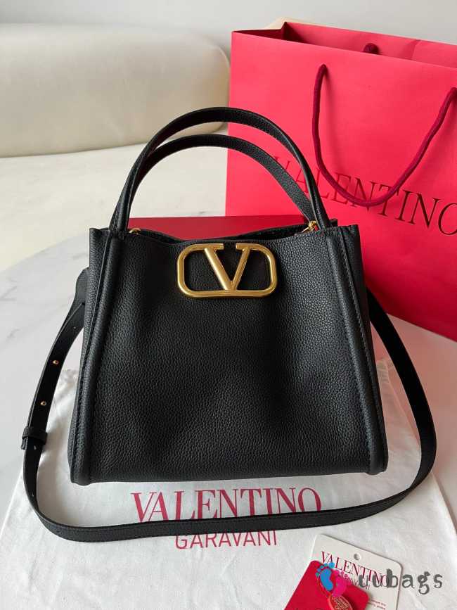 Uubags | Valentino Garavani Alltime Bag In Black Grainy Calfskin 26x21x17cm - 1