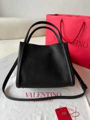 Uubags | Valentino Garavani Alltime Bag In Black Grainy Calfskin 26x21x17cm - 2