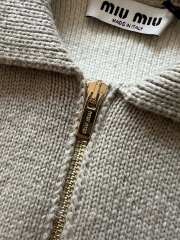 Uubags | Miu Miu Shetland wool and cashmere zipper cardigan in sand beige - 6