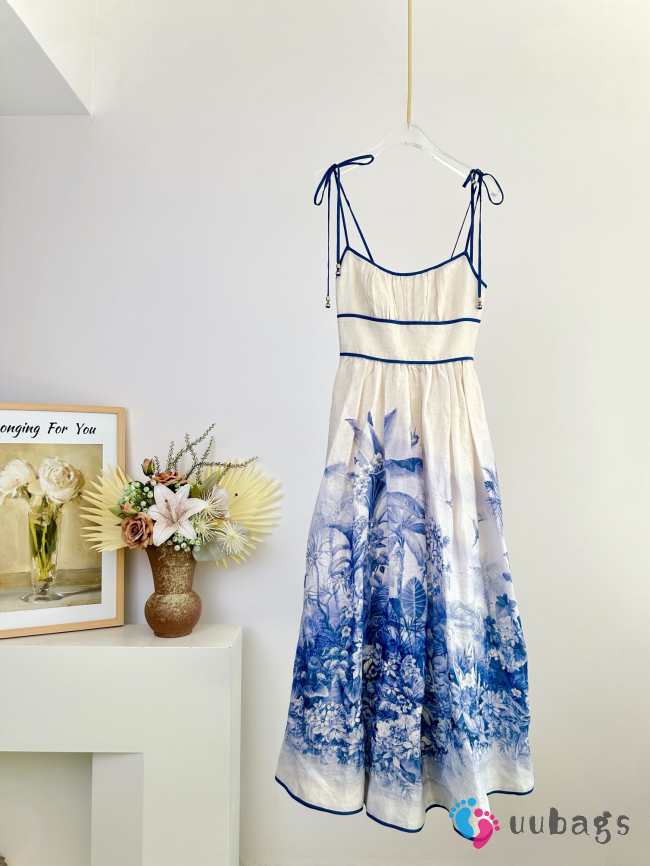 Uubags | Zimmermann Wylie Picnic Dress in Blue Palm - 1