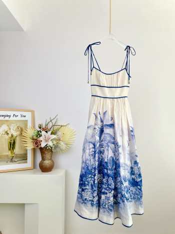 Uubags | Zimmermann Wylie Picnic Dress in Blue Palm