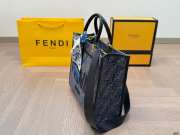 Uubags | Fendi Sunshine Small Blue FF jacquard fabric bag 23x12x25.5cm - 5