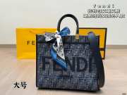 Uubags | Fendi Sunshine Small Blue FF jacquard fabric bag 23x12x25.5cm - 3