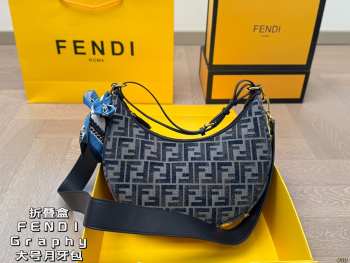 Uubags | Fendigraphy dark blue FF chenille bag 24.5x10x29cm