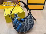 Uubags | Fendigraphy mini dark blue FF chenille bag 13x7.5x20cm - 1