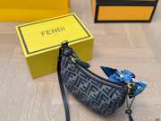 Uubags | Fendigraphy mini dark blue FF chenille bag 13x7.5x20cm - 5