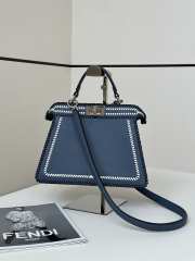 Uubags | Fendi Peekaboo ISeeU Small Blue Leather Bag with Contrasting 27x11x20cm - 1