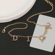 Uubags | Dior Gold-Tone Letter Necklace With Multi Color Crystals - 5