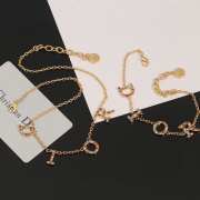 Uubags | Dior Gold-Tone Letter Necklace With Multi Color Crystals - 3