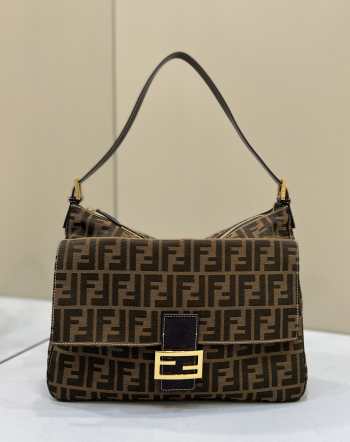 Uubags | Fendi brown FF jacquard fabric bag 34x9x26cm