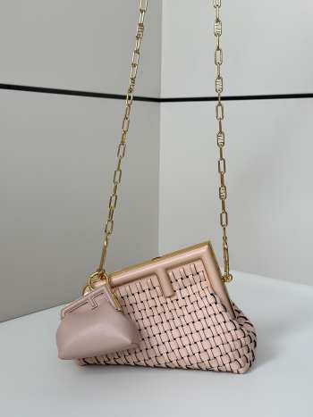 Uubags | Fendi First Small pink interlaced leather bag 24x9x18cm