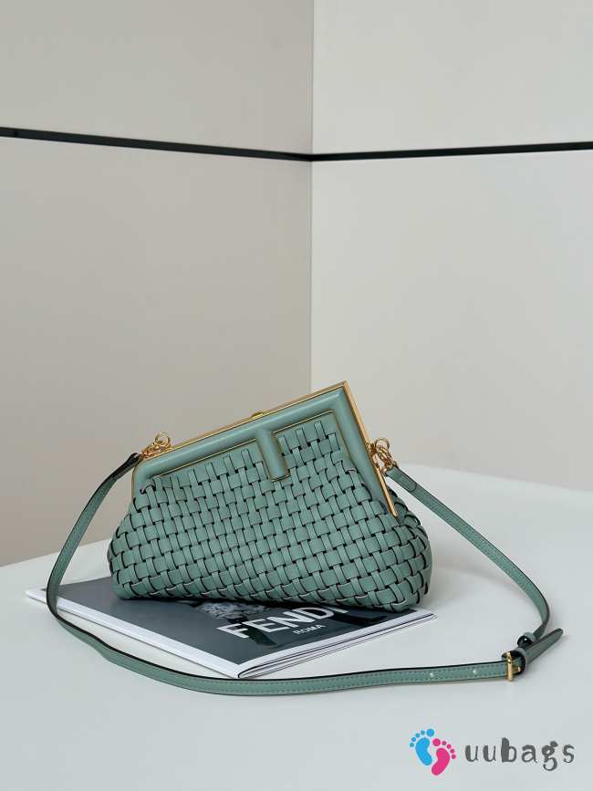 Uubags | Fendi First Small green interlaced leather bag 24x9x18cm - 1