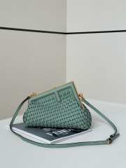 Uubags | Fendi First Small green interlaced leather bag 24x9x18cm - 1