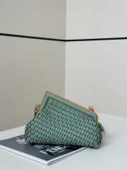 Uubags | Fendi First Small green interlaced leather bag 24x9x18cm - 5