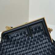 Uubags | Fendi First Small black interlaced leather bag 24x9x18cm - 6