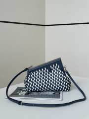 Uubags | Fendi First Small blue interlaced leather bag 24x9x18cm - 1