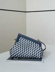 Uubags | Fendi First Small blue interlaced leather bag 24x9x18cm - 6