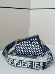 Uubags | Fendi First Small blue interlaced leather bag 24x9x18cm - 5