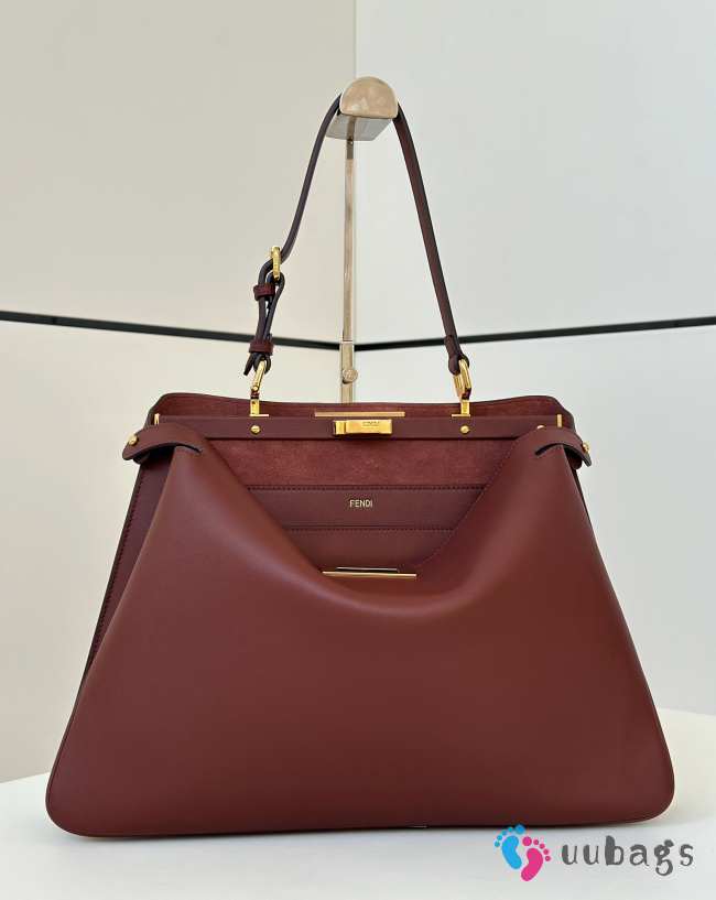 Uubags | Fendi Peekaboo Soft Large Dark brown leather bag 40.5x13x28cm - 1