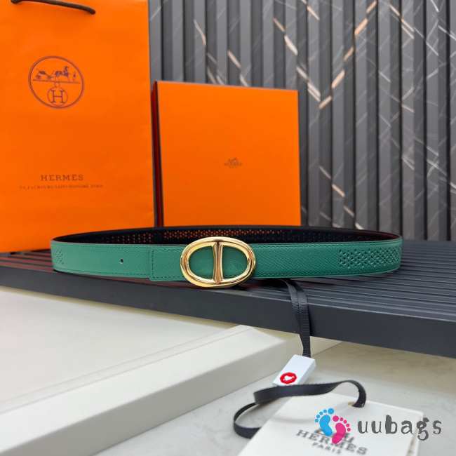 Uubags | Dior leather belt in green 24mm - 1