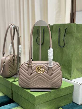 Uubags | Gucci GG Marmont Small Top Handle Bag In Taupe 25.5x15.5x6.5cm