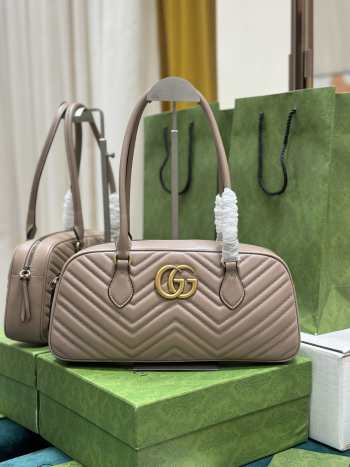 Uubags | Gucci GG Marmont Medium Top Handle Bag In Taupe 35.5x16.5x7cm