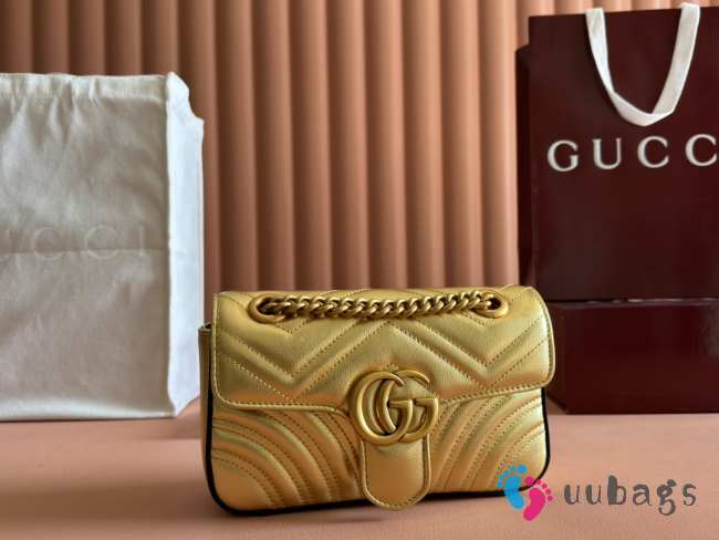 Uubags | Gucci mini marmont matelasse gold metallic bag 23x14x6cm - 1