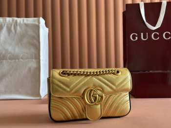 Uubags | Gucci mini marmont matelasse gold metallic bag 23x14x6cm