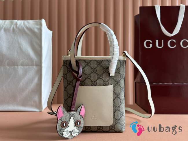 Uubags | Gucci Ophidia mini monogram in beige and dark brown bag 20x15x5cm - 1