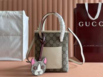 Uubags | Gucci Ophidia mini monogram in beige and dark brown bag 20x15x5cm