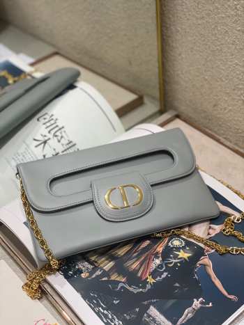 Uubags | Dior Medium Diordouble Smooth Calfskin Bag in Grey M8641 28x16.5x3cm