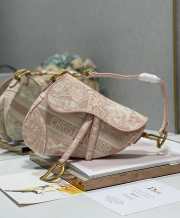 Uubags | Dior saddle bag in pink toile de jouy embroidery 25cm - 1