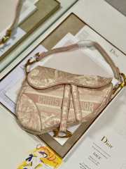 Uubags | Dior saddle bag in pink toile de jouy embroidery 25cm - 6