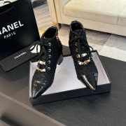 Uubags | Chanel pointed toe tweed high heel ankle boots in black - 5